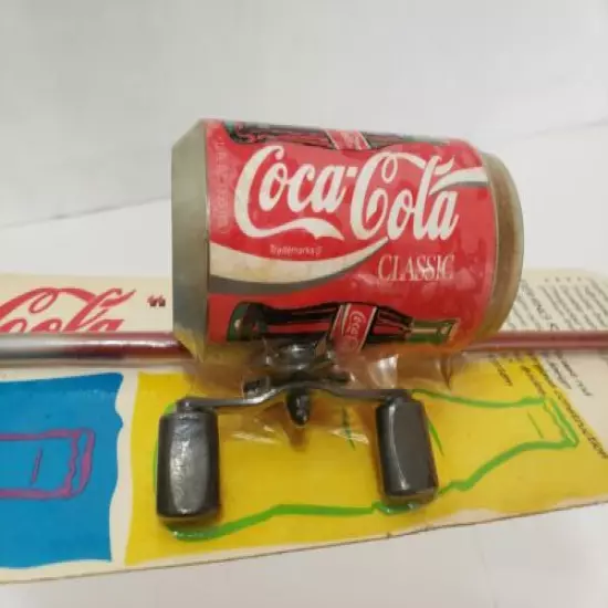 Coca Cola Coke & Johnson Fishing Rod Set - Can Shaped Reel With 5" Rod Vintage 