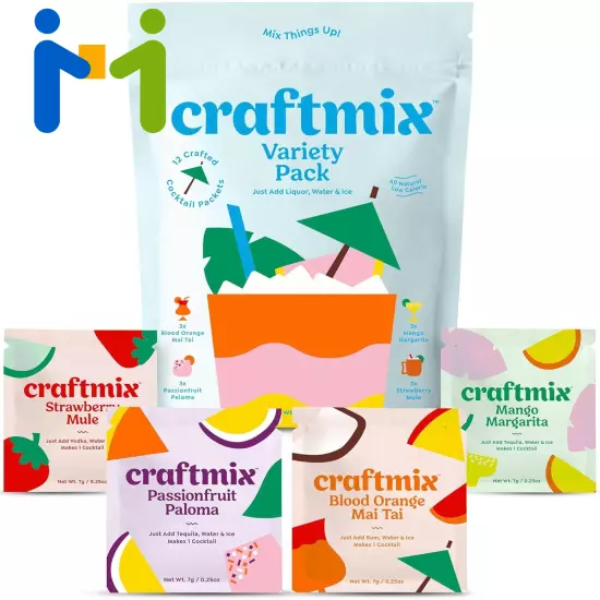 Craftmix Variety Pack, Makes 12 Drinks, Skinny Cocktail Mixers, Mocktails... 