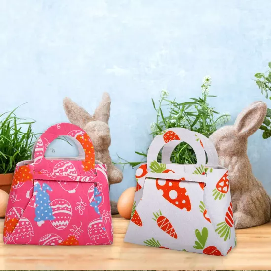 Easter Bunny Goodie Treat Bags with Handle Party Favor Wrapping Egg Hunt Game