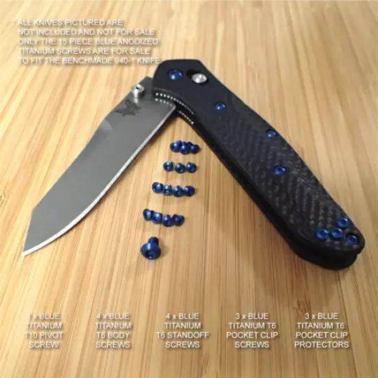 Benchmade 940-1 Osborne Knife 15 PC BLUE Anodized Titanium Torx Screw Set