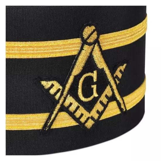 Master Mason Blue Lodge Crown Cap - Black With Double Braid