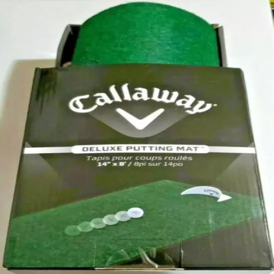 Callaway Deluxe Putting Mat Golf Practice Mat 14" x 8' Green Home/Office ~ NEW