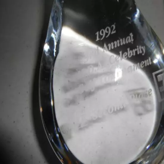 RARE 7 ELEVEN UTAH JAZZ 1992 MDA CELEBRITY CRYSTAL GOLF 2ND PLACE AWARD ENGRAVED