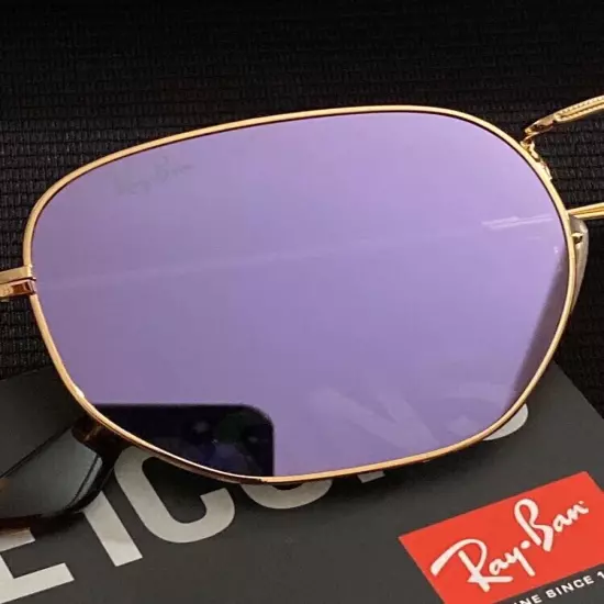 Ray-Ban Hexagonal RB3548 Gold Frame / lilac /51mm Sunglasses