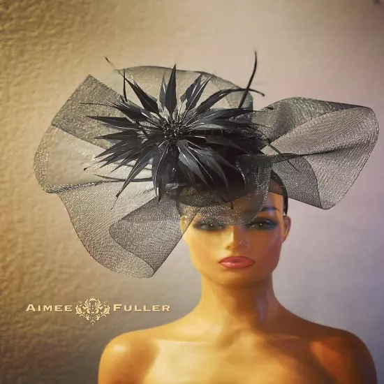 Aimee Fuller Derby Royal Ascot Cocktail Gala Classic Black Fascinator Hat