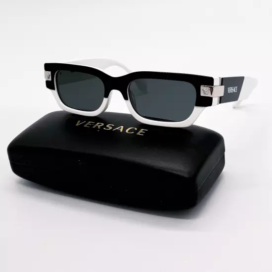 NEW VERSACE VE4465 5459/87 BLACK WHITE VE4465 545987 SQUARE UNISEX SUNGLASSES