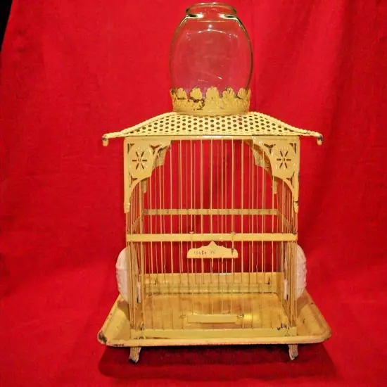 ANTIQUE VICTORIAN BIRD CAGE FISH BOWL VASE COMBO VERY DIFFERENT