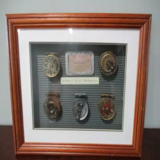 1945 Ohio fishing license framed trout fishing fly reels shadow box wall hanging