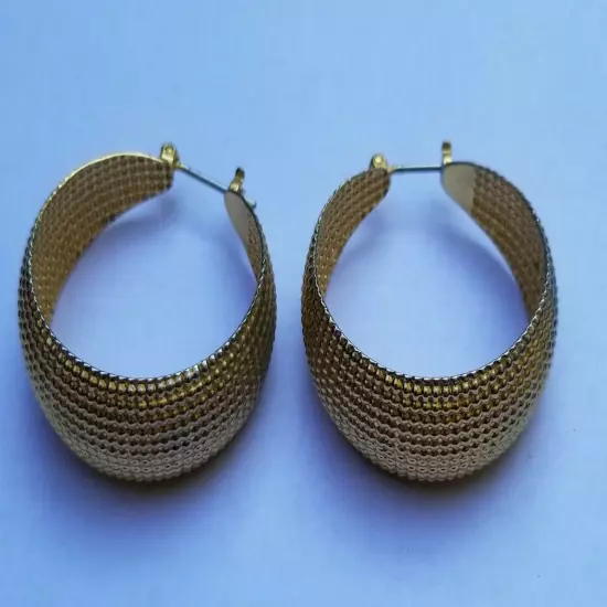 Goldtone Mesh Look Hoop Earrings 