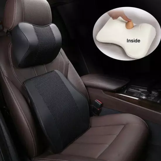 Pu Leather And Fabric Car Headrest Pillow Universal Comfortable Neck Pillows