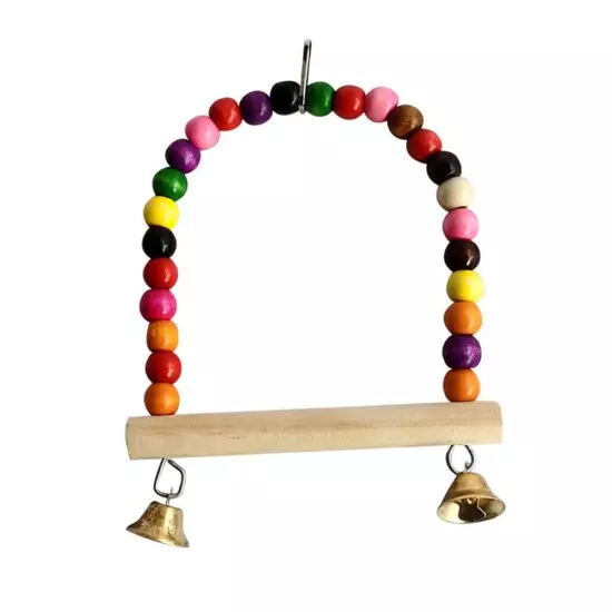 Natural Perch Parrot Swing Toy with Colorful Beads Encourage Bird's Playfulness