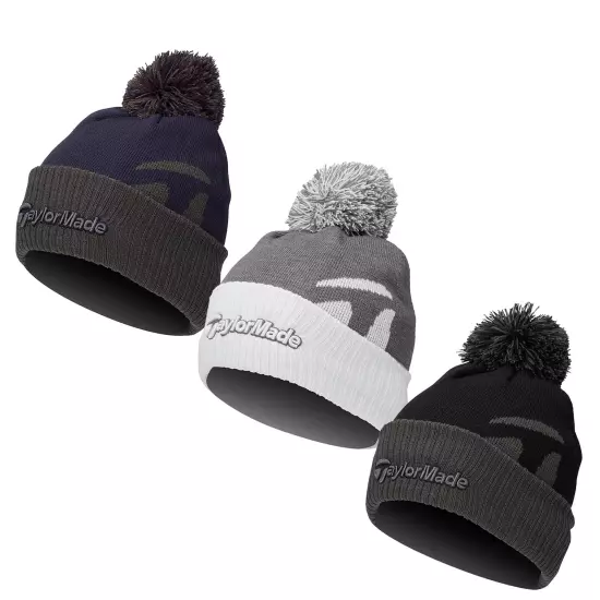 TaylorMade Mens Bobble Beanie Winter Cap Hat - New 2024