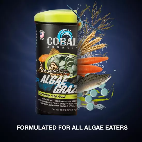 Cobalt Algae Grazers, 6 lbs - Plant-Based Diet for Plecos & Algae Eaters | Hi...