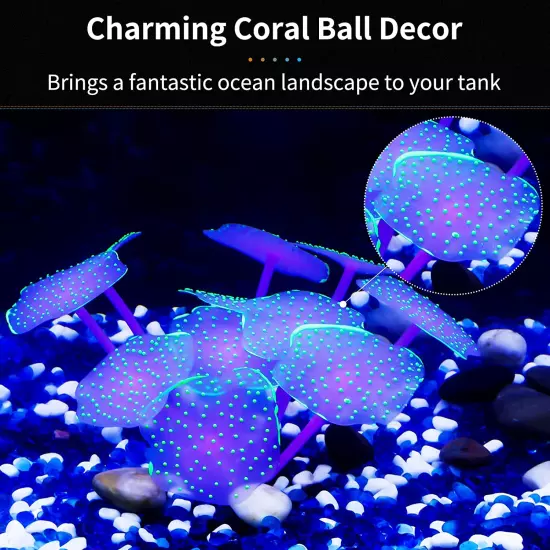 Glowing Green Silicone Coral Plant Decoration - Ball Shape for Aquariums