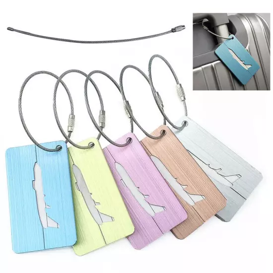 Travel Aluminium Plane Luggage Tags Suitcase Label Name Address ID Baggage Tag ^