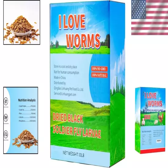 High-Protein 10lb Dried Black Soldier Fly Larvae for Chickens and Small Animals