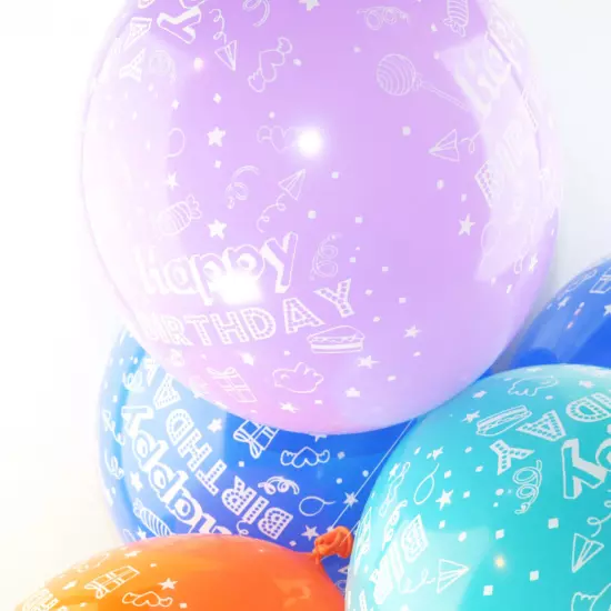 Happy Birthday Multicoloured 12-inch Latex Party Balloons Pack of 10 (Design 14)