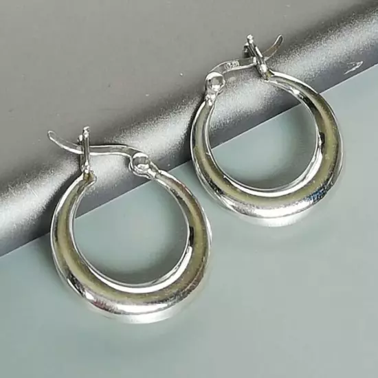 Classic 925 Sterling Silver Filled Women's Big Round Hoop Earrings women's New