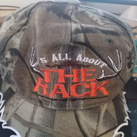 Vintage It's All About The Rack Camo Hunting Adult Adjustable Cap Hat