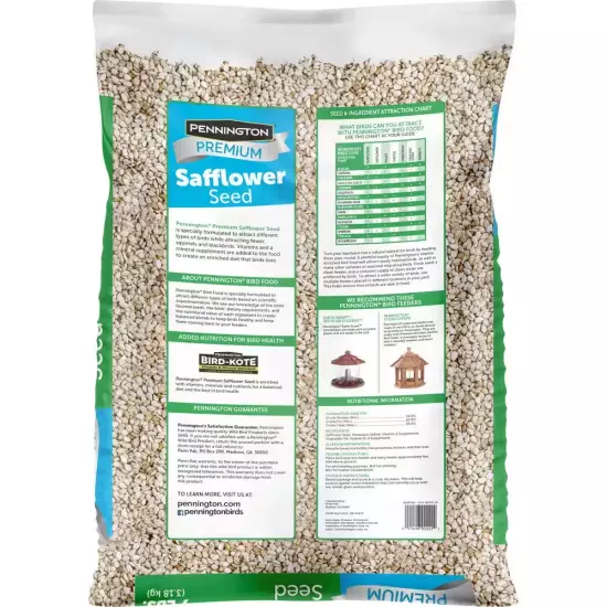 Safflower Bird Seed Food Pennington Premium 7 lb Multiple Bird Species Type