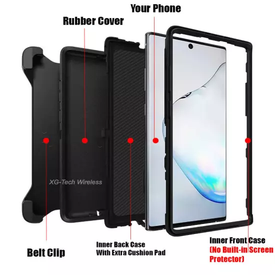 For Galaxy Note 10 10+ Plus Case Cover Shockproof Series Fits Defender Belt Clip