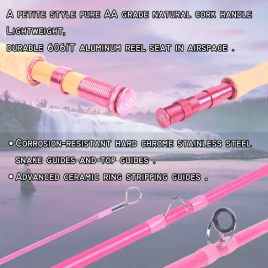 Maxcatch 2wt/5wt Women's Elegant Pink Fly Fishing Rod Medium-Fast with Rod Tube