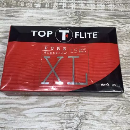 Top Flite XL Pure Distance Box of 15 More Roll Golf Balls, Brand New, Unopened