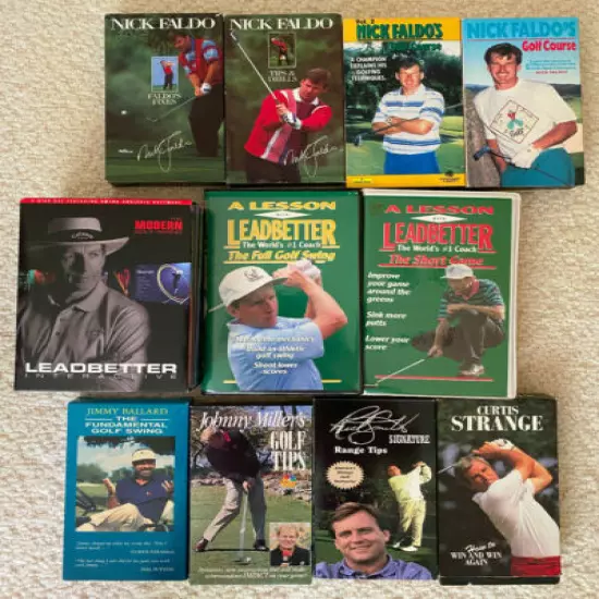 Golf Instructional Videos by Leadbetter/Faldo/etc-Lot of 5 DVDs AND 10 VHS Tapes