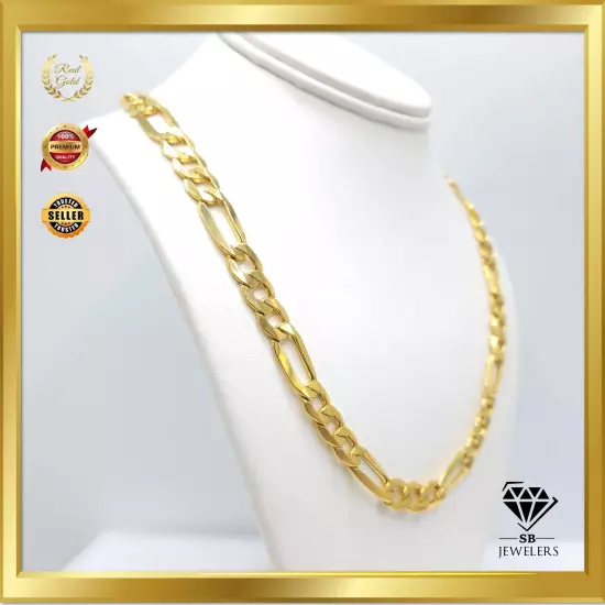 10K Yellow Gold Figaro Link 2mm-10.5mm Unisex Chains 14"-30" Fine Necklace NEW