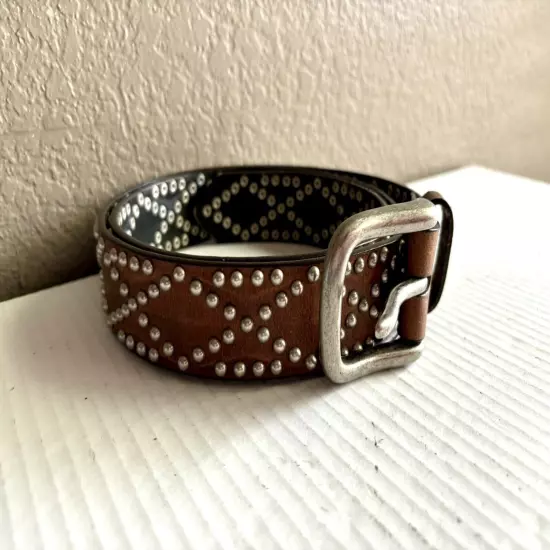 WESTERN Nocona DETAILED Diamond Stud Pattern Leather Belt Size 40