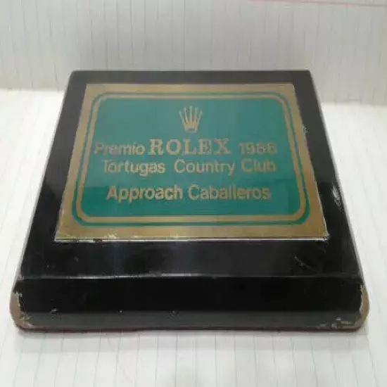 VINTAGE ROLEX GOLF PLAQUE AWARD APPROACH GENTLEMEN 1986 TORTUGAS BUENOS AIRES