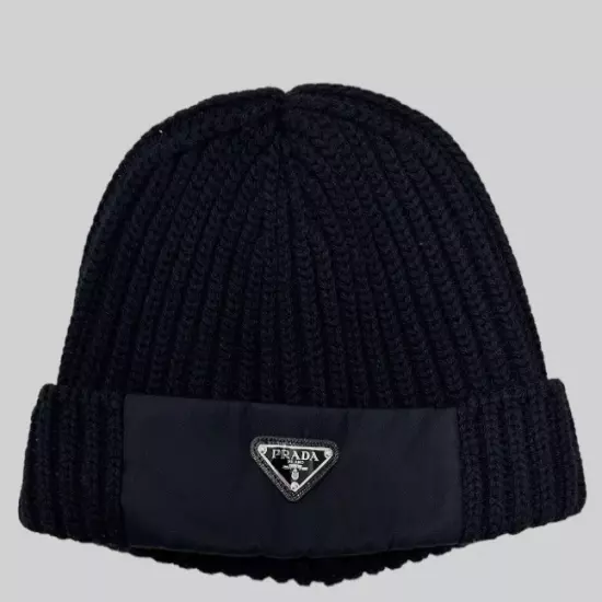 Prada wool and cashmere beanie hat cap toboggan headwear desiggner