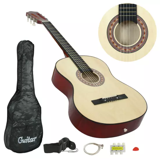 38" Kids Acoustic Guitar Full Size 6-String Guitar for Starter Beginner Natural