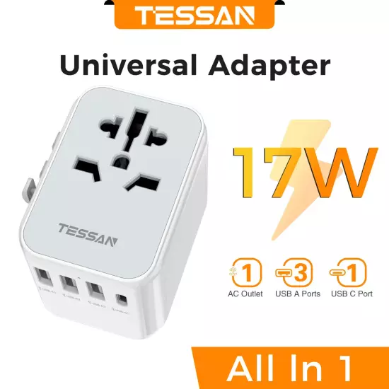 100W Universal Travel Adapter with USB and Type-C Fast Charging Power Adapter