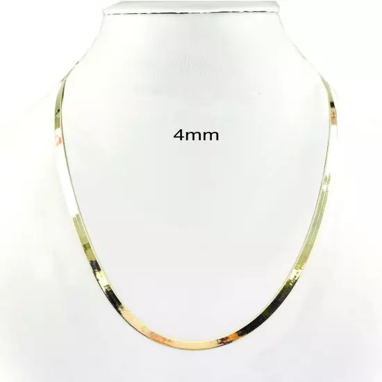 14k Solid Yellow Gold 2mm-4mm Herringbone Chain Necklace Size 16-22 Inch