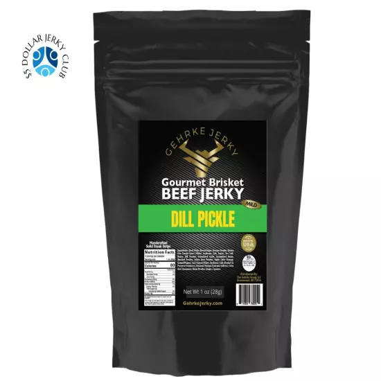 PREMIUM GOURMET BEEF BRISKET GEHRKE JERKY - DILL PICKLE FLAVOR Four (4) Bags