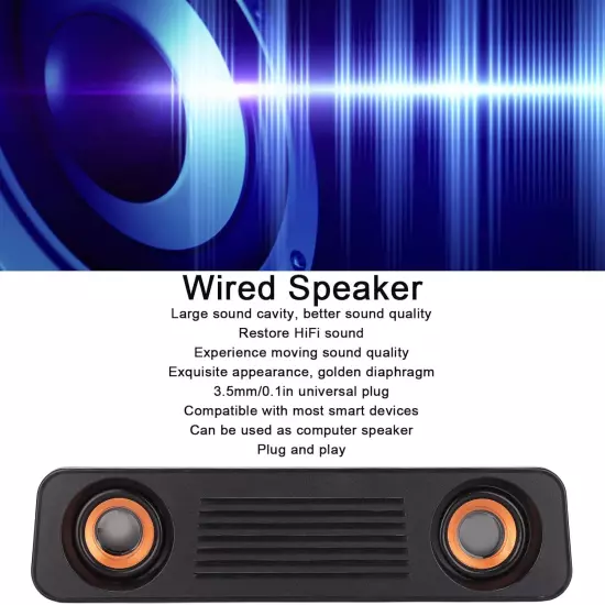 Portable Computer Speakers, Wired Speaker with Hifi Stereo Subwoofer, USB Powere