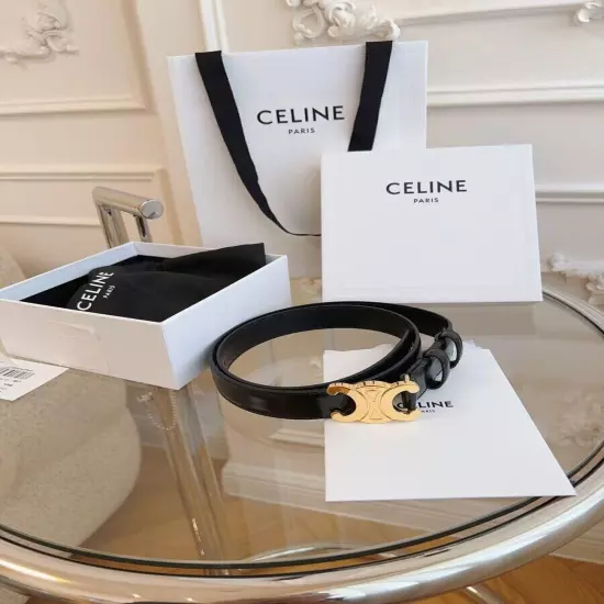 CELINE Women's Belt Classic genuine calfskin black color size 85cm