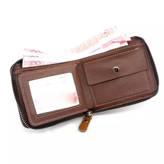 New Men's Wallet Fashion Large Capacity Vintage Men's Zip Money Clip^