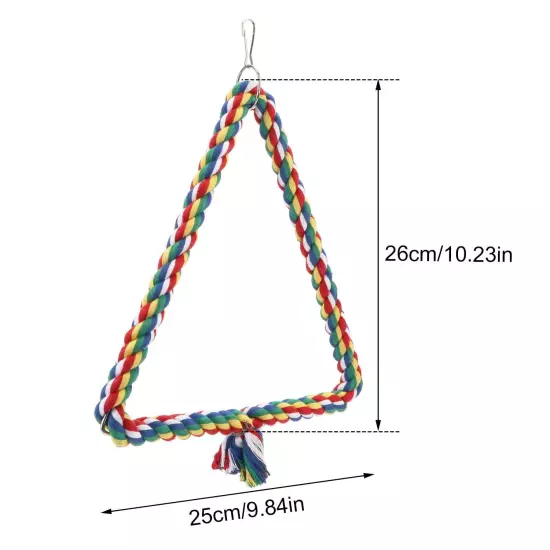 Birds Rope Triangle Perch Adjustable Parrot Cage Stand Chewing Swing Toy Rope...