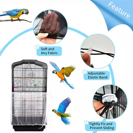 Mesh Pet Bird Skirt Birdcage Mesh Birdcage Cover Decoration Feather Catcher