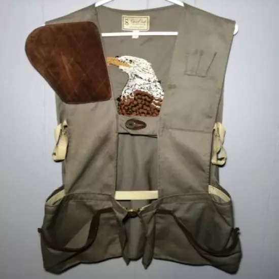 VTG B.A Gun Club Sportswear Hunting Vest Men's LRG Leather Shoulder RARE EAGLE