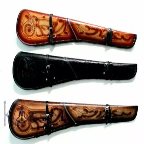 NEW 100% Leather Hand Tooled 48 in Rifle Scabbard Two Piece Sleeve Shotgun USA