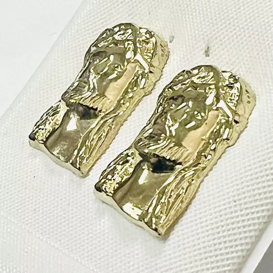 10K Yellow Gold Jesus Earrings Jesus Face Earrings .6 Inch