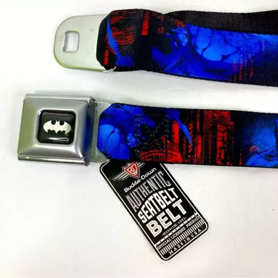 Buckle-Down Seatbelt Belt Batman Red Blue Black Skyline Adjustable Superhero