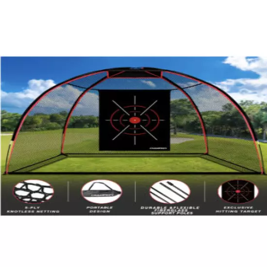 CHAMPKEY Premium 10' x 7' Golf Hitting Net | 5 Ply-Knotless Netting with Impa...