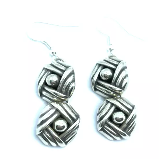 Brighton Sonora Knots 2-Flowers Intertwined Twisted Custom Silver Earrings