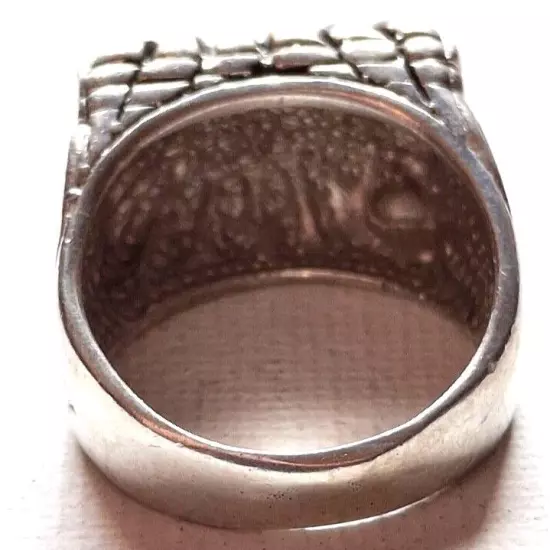 MEN'S 925 STERLING SILVER HAMMERED FACE SIGNET RING SIZE 8.75 SKY