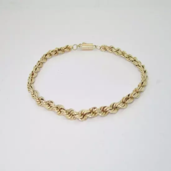 14k Rope Chain Bracelet Polished Solid Gold Smooth Polished Size 8.5 4.2mm B116