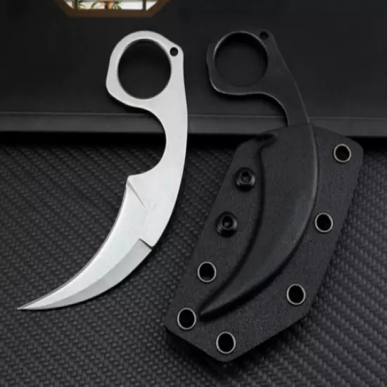 Tactical Karambit Fixed Blade Knife Hunting Camping Self Defence Knife + Sheath